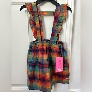 Storybook Rainbow Plaid Strap Skirt